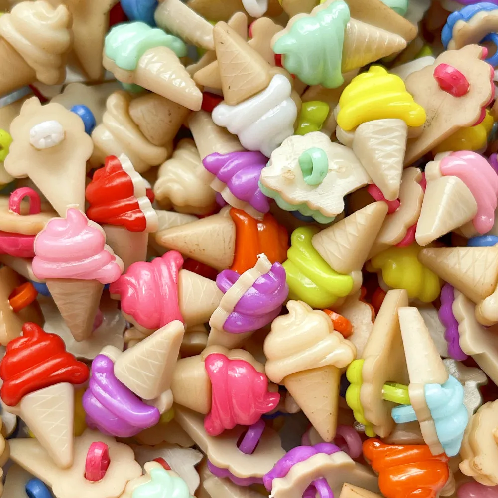 100 шт Разноцветных пластиковых пуговиц для мороженого, аксессуары для скрапбукинга 