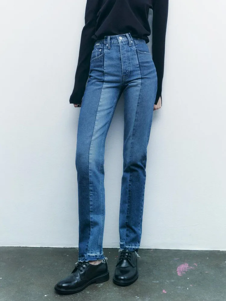 2023 новая женская цветная джинсовая ткань с прямой талией, облегающие повседневные джинсы sweet Riley и джинсы по щиколотку