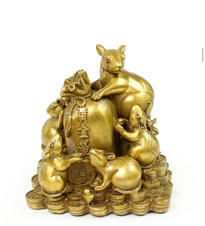 Медные украшения для открытия Храма Бодхи пять медных мышек-счастливчиков медные деньги в обогащении золотом Ванцай счастливый кенгуру