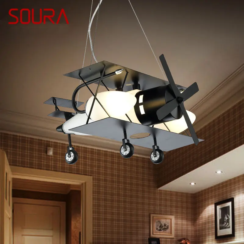 Подвесной светильник SOURA Children's Airplane, современный светодиодный креативный мультяшный светильник для декора детской спальни детского сада