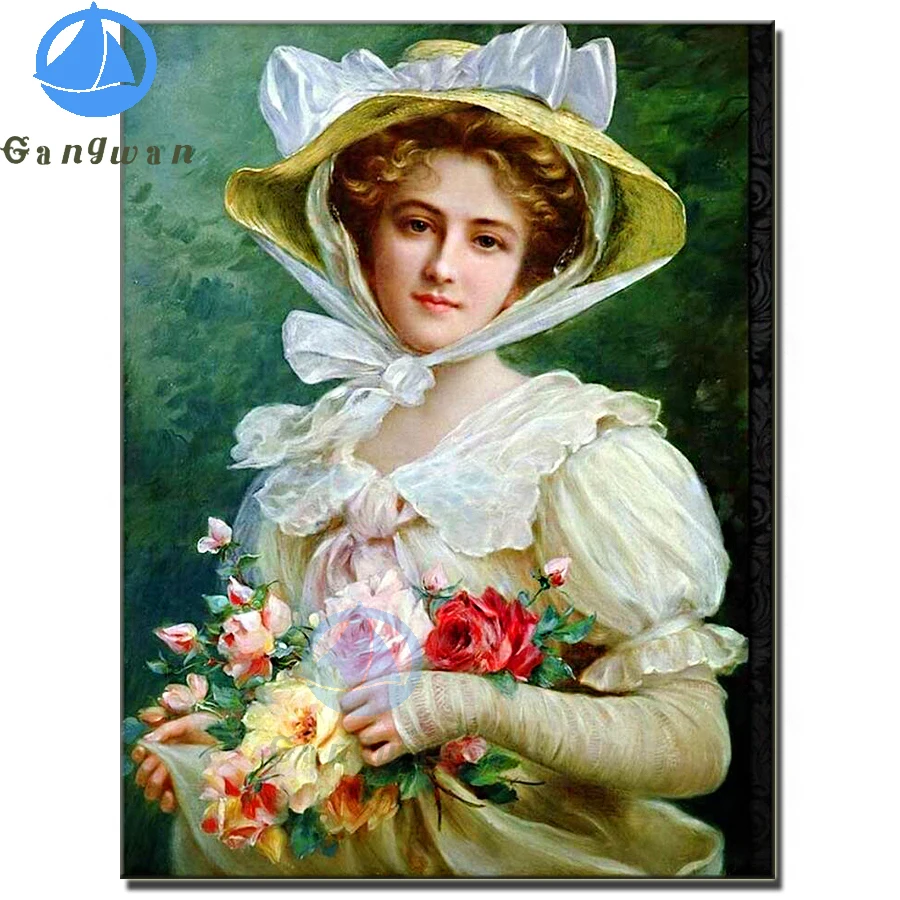 Элегантная леди с розами в руках, набор для алмазной живописи 5D Красивая женщина, француженка, вышивка, полная квадратная дрель, подарки, декор салона