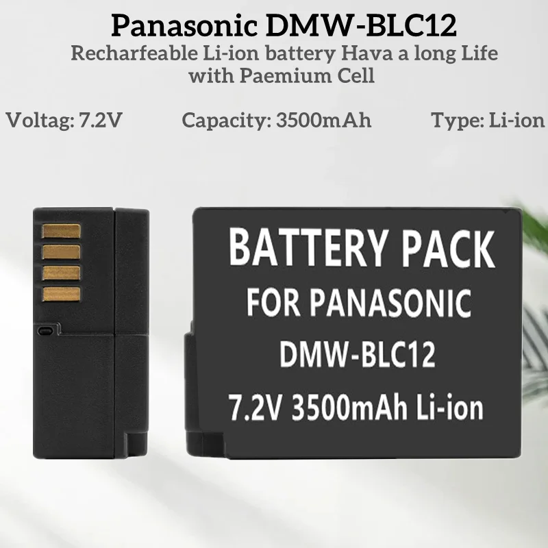 1-5pacote3, 5Ah Совместимость с акустическими батареями DMW-BLC12, DMW-BLC12E, DMW-BLC12PP и panasonic lumix DMC-G85, DMC-FZ200, DMC-FZ1000