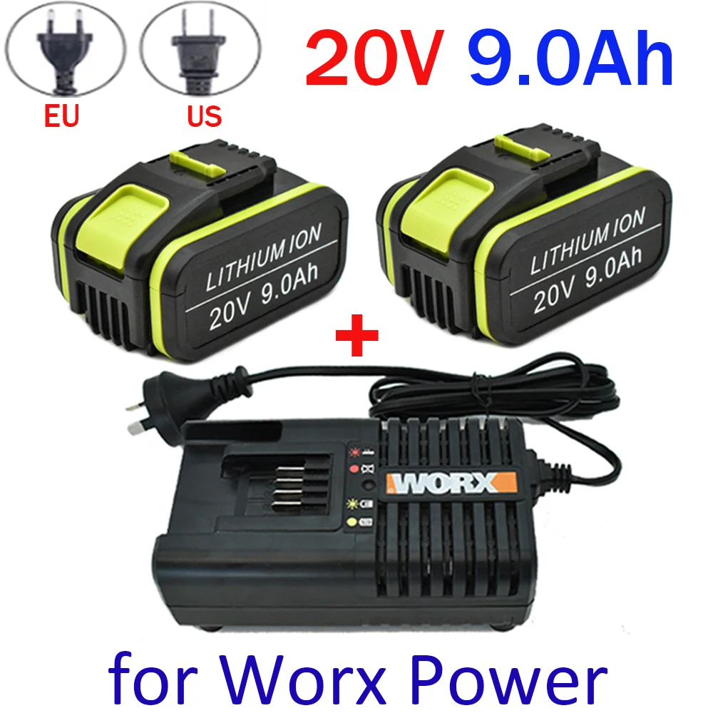 100% Новый Эрзац 20V 9,0 Ah Для Worx 20V Max Li-Ion Batterie WA3551 WA 3551,1 WA3553 WA3641 WX373 WX390