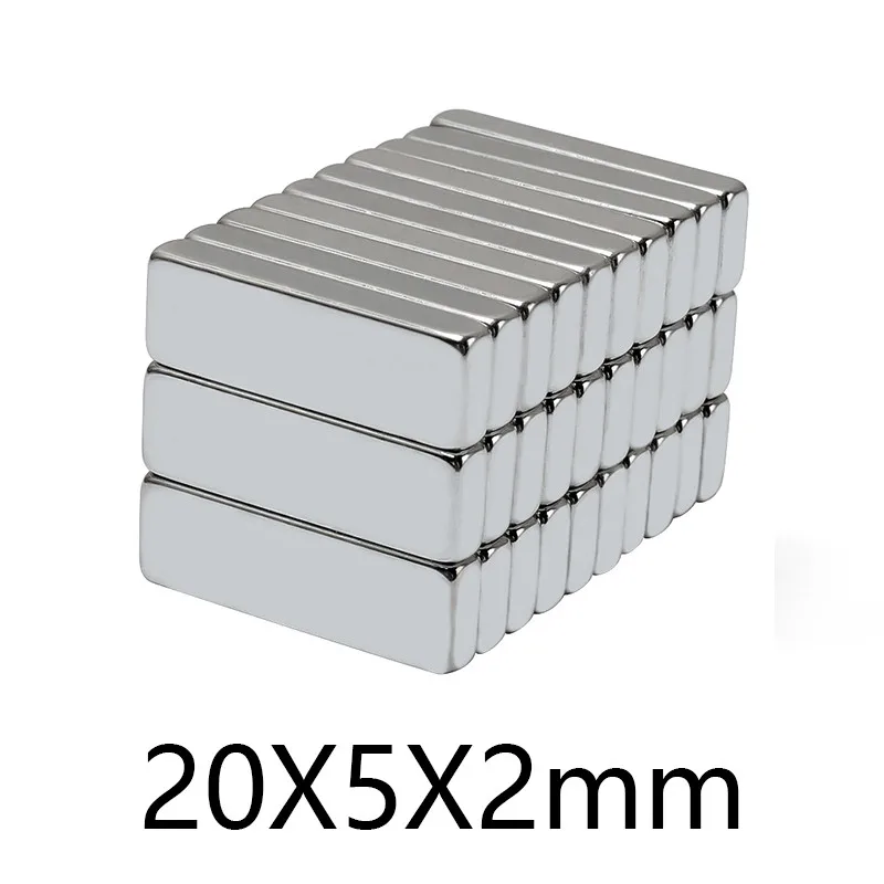 10шт 20x5x2 мм Маленькие квадратные Магниты Неодимовый магнитный 20*5*2 мм Сильный Прямоугольный редкоземельный Магнит Постоянный NdFeB