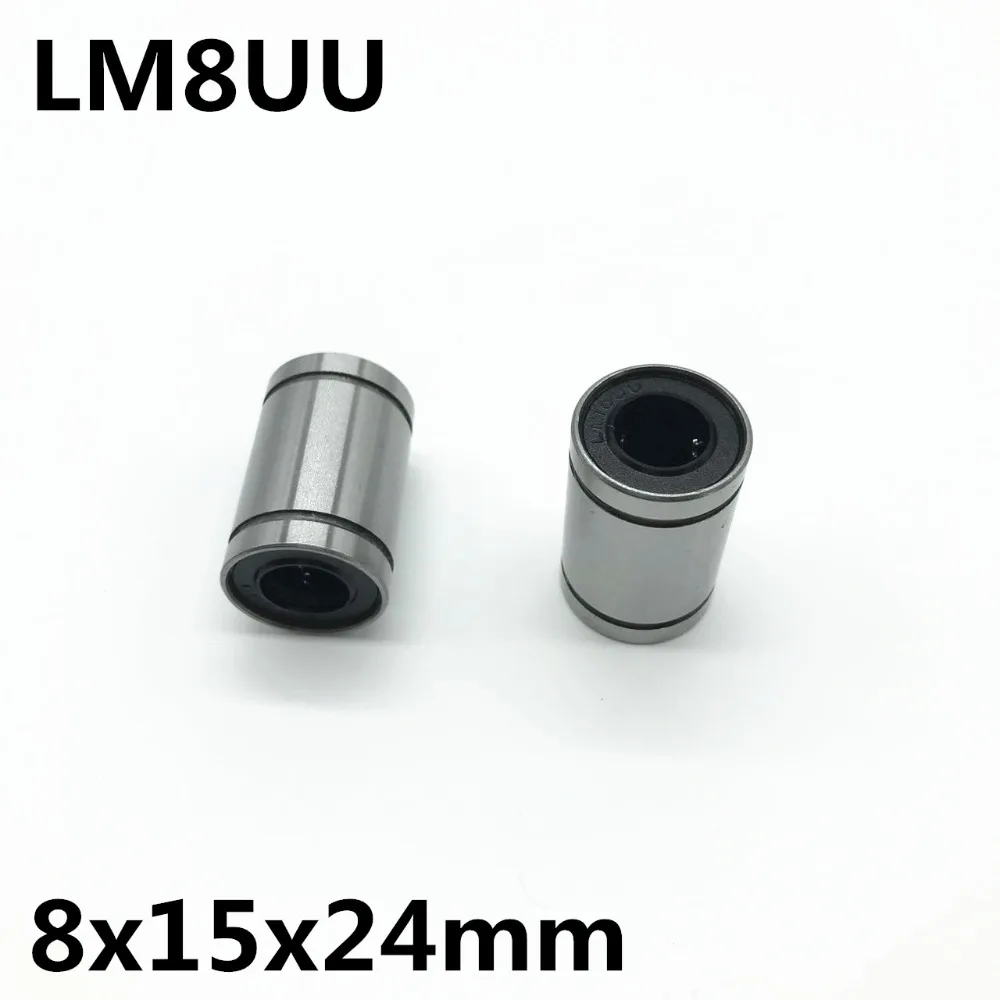 10шт шарикоподшипников LM8UU внутренний диаметр 8x15x24 мм направляющие линейные подшипники оптической оси Подшипники линейного перемещения высокого качества