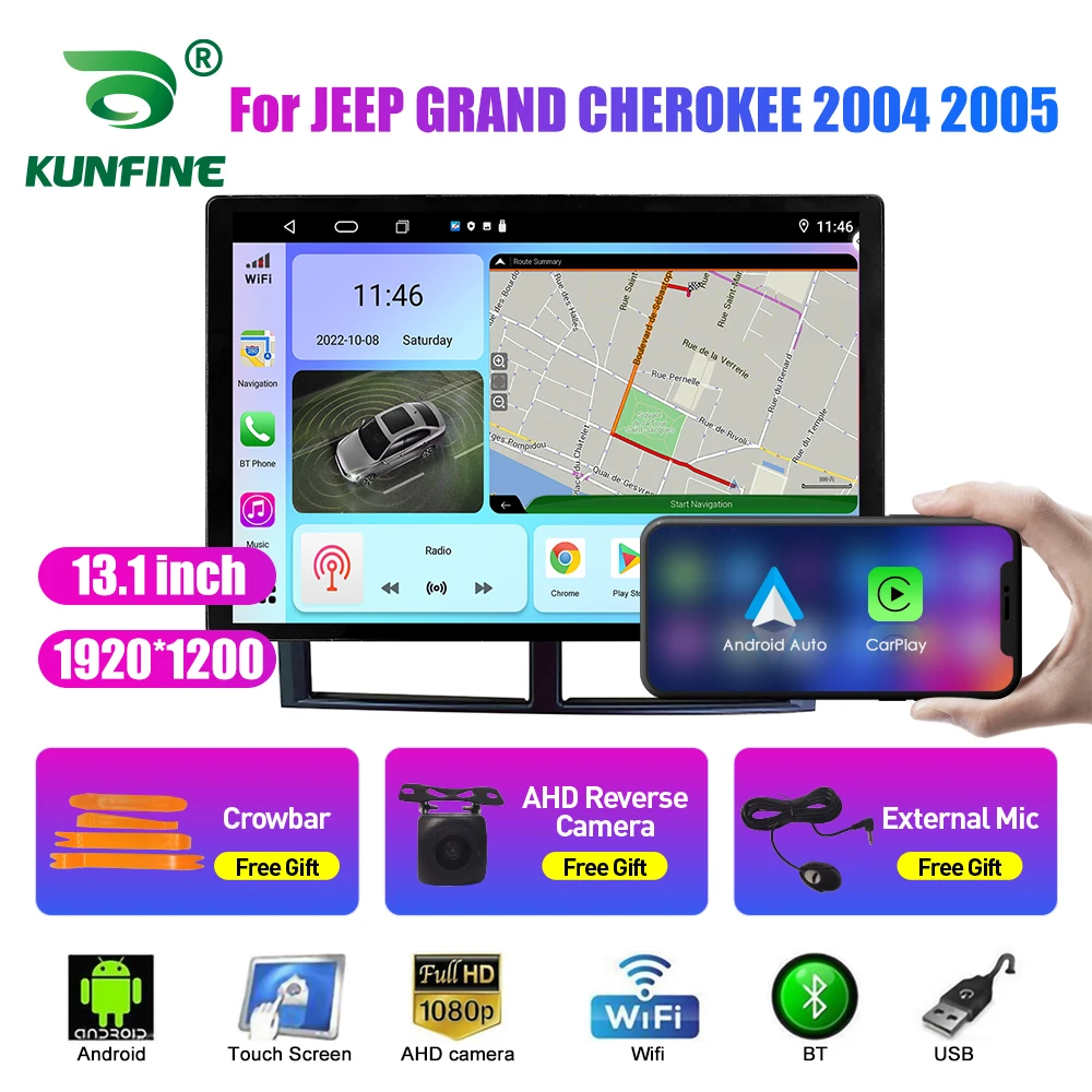 13,1-дюймовый Автомобильный Радиоприемник Для JEEP GRAND CHEROKEE 2004 05 Автомобильный DVD GPS Навигация Стерео Carplay 2 Din Центральный Мультимедийный Android Auto