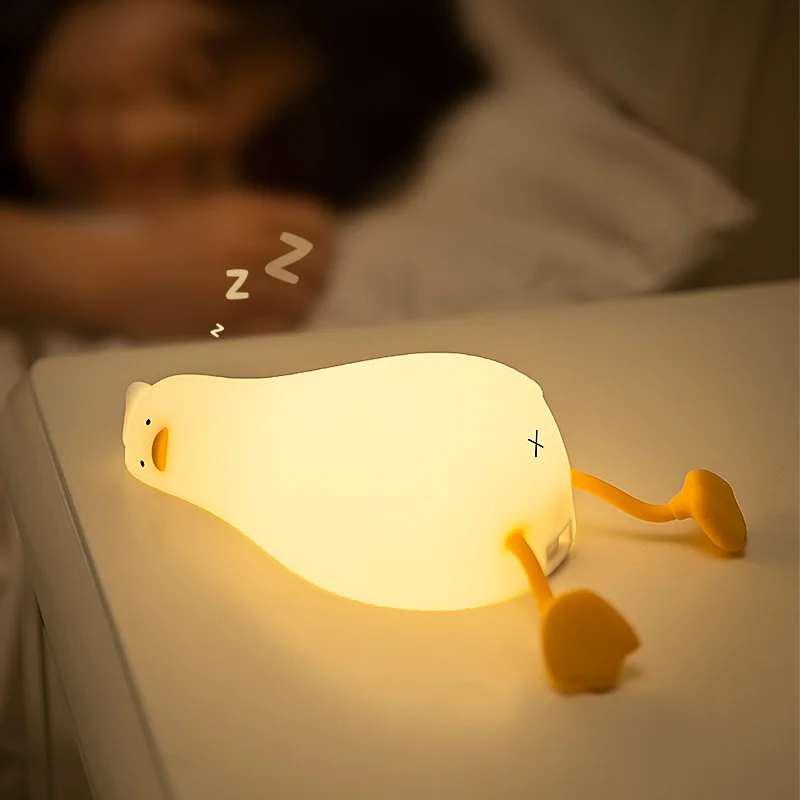 2022 Светодиодный прикроватный силиконовый ночник Lying Flat Duck с USB-зарядкой, прикроватная тумбочка с ночным освещением для сна, затемняющая атмосферу, Настольная лампа в подарок