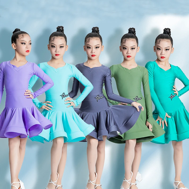 2023 Новые детские костюмы для соревнований по латиноамериканским танцам, Национальное стандартное платье для бальных танцев, профессиональная одежда для девочек SL8010