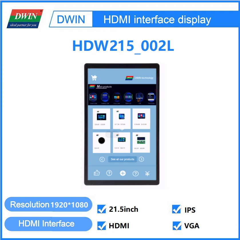 21,5-дюймовый дисплей 1920xRGBx1080 HDMI с оболочкой Модель Подходит для Windows Raspberry Linux и других ПК