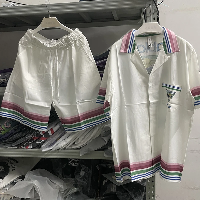 23SS Высококачественная футболка Tennis Club Casablanca Мужская и женская верхняя версия Гавайских рубашек Футболка Harajuku