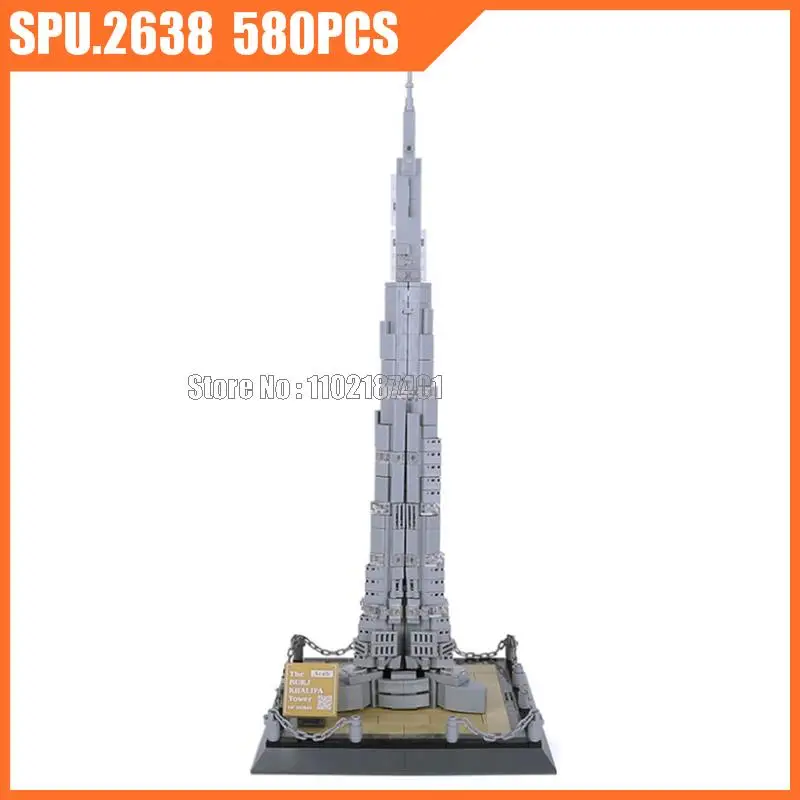 4222 580 шт. Великая архитектура мира Башня Бурдж Халифа в Дубае Строительные блоки Игрушечный кирпич