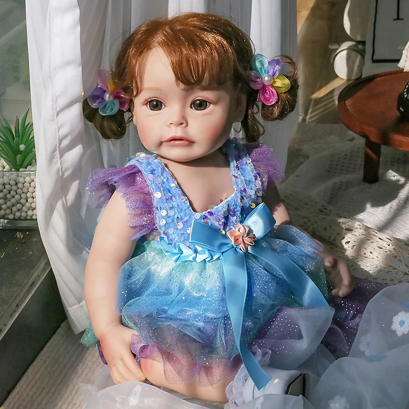 48 см Силиконовые куклы для новорожденных девочек-принцесс Сью-Сью с укоренившимися волосами, ручная роспись, водонепроницаемые игрушки Bebe