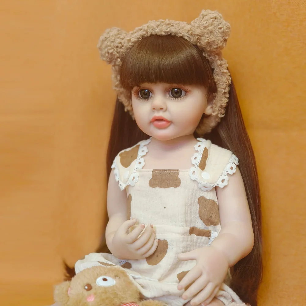 55-сантиметровая кукла-Реборн с полным силиконовым телом, реалистичная 22-дюймовая Возрожденная девочка, сопровождающая игрушечную куклу-симуляцию, подарок ко Дню защиты детей
