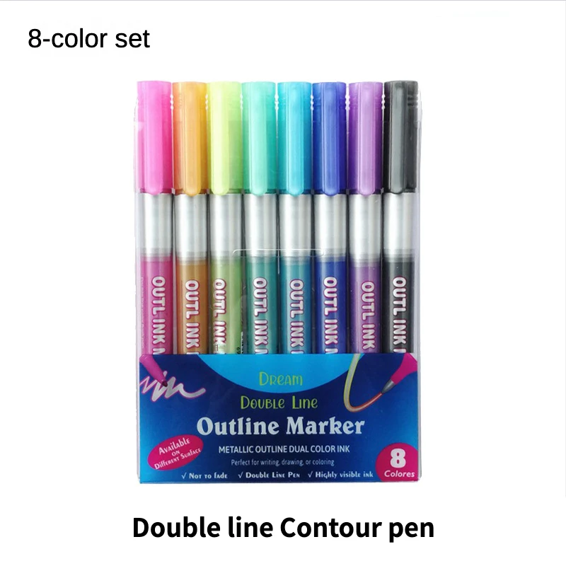 8-цветная двухстрочная контурная ручка, маркер, ручка-справочник 