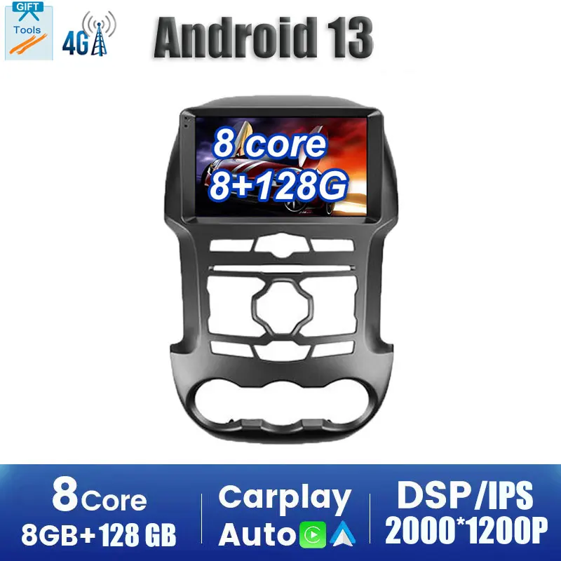 Android 13 Carplay Автомагнитола Мультимедийный стереоплеер WiFi GPS навигация для Ford Ranger 3 2011 - 2015