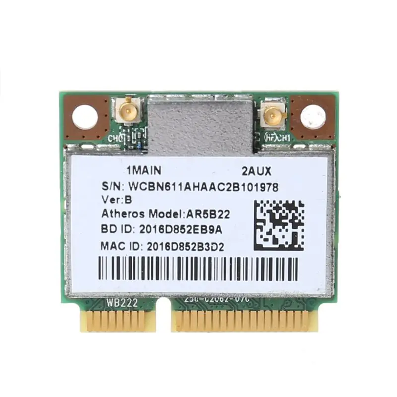 AR9462 AR5B22 WB222 Половина Мини PCIe 300 Мбит/с Bluetooth4.0 WLAN Wifi Адаптер Беспроводной карты для ПК Комплект Аксессуаров для ноутбука