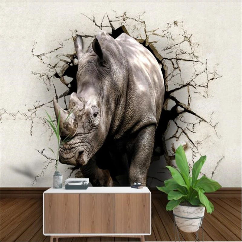 beibehang обои для гостиной Custom art rhino 3d настенный фон ретро винтажные обои для стен 3 d hudas beauty
