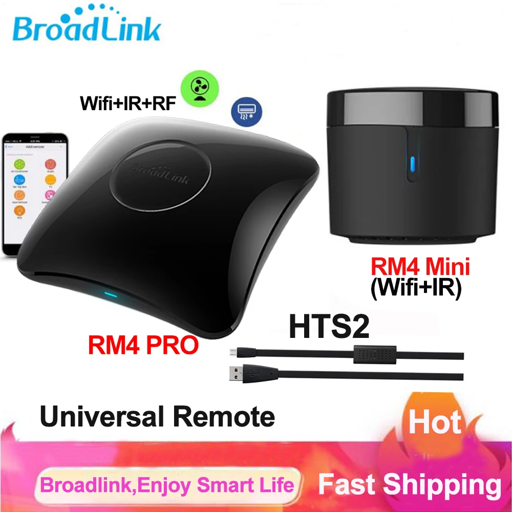 Broadlink RM4 PRO RM4 Mini HTS2 Wifi IR RF Smart Универсальный Пульт Дистанционного Управления Smart Home Пульт Дистанционного Управления телевизором Через приложение Broadlink Работа с Alexa