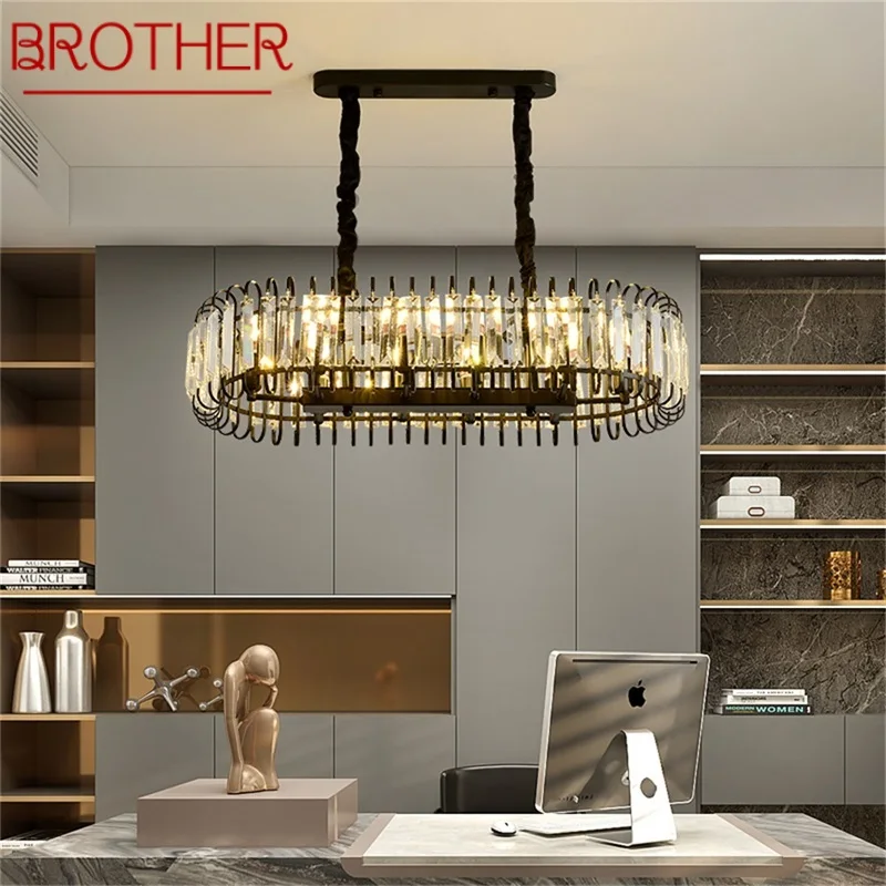 BROTHER Black Прямоугольная люстра в постмодернистском стиле, хрустальный подвесной светильник, домашняя светодиодная подсветка для украшения