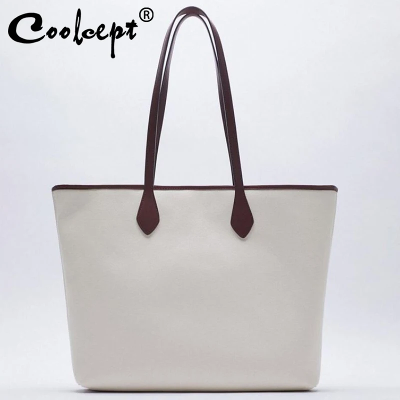Coolcept Модная женская сумка-тоут, композитная сумка, холщовая женская сумка через плечо, женская дорожная сумка, Простая сумка для покупок в стиле Ins