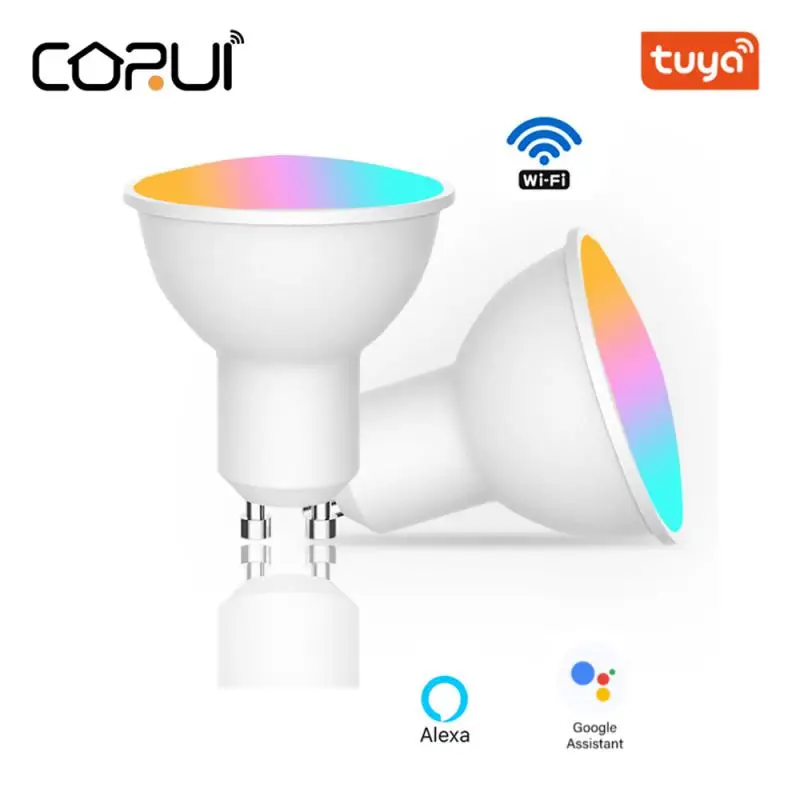 CORUI Tuya WIFI GU10 GU5.3 Spotlight Умная Лампочка 6 Вт RGB + CW Лампа Приложение для Дистанционного Управления Работой с Alexa Google Home