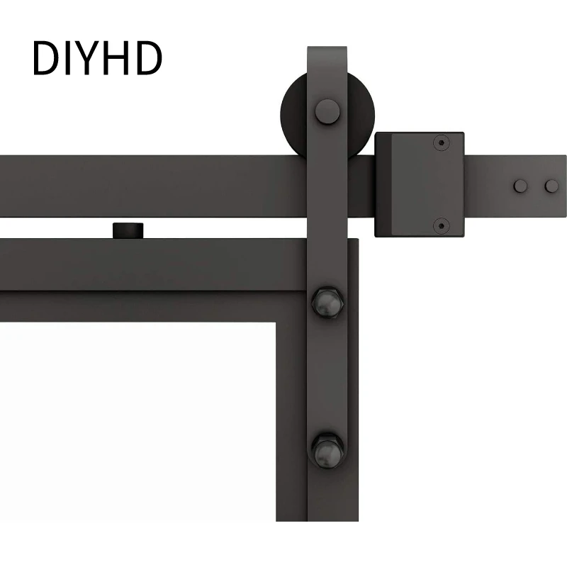 DIYHD 6-футовая черная фурнитура для раздвижных дверей сарая Маленькая роликовая фурнитура для системы одинарных и двойных дверей TSD01