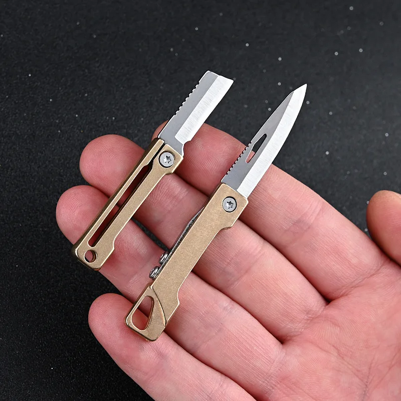 LiTuiLi Mini Латунный Складной Нож Брелок для ключей Карманные Ножи из нержавеющей стали, Небольшая Универсальная коробка для упаковки бумажных конвертов
