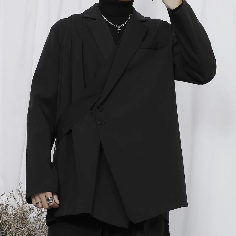 NDNBF Весна 2023 мужская одежда yamamoto FengRi имеет дизайн с наклонной складкой, похожий на пиджак свободного кроя.