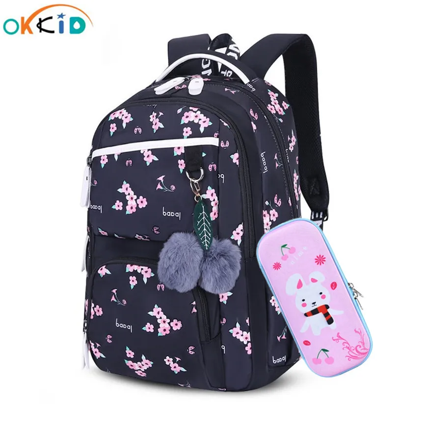 OKKID студенческий школьный рюкзак с цветочным рисунком, школьные сумки для девочек-подростков, рюкзак с цветочным принтом, детский подарочный набор для карандашей