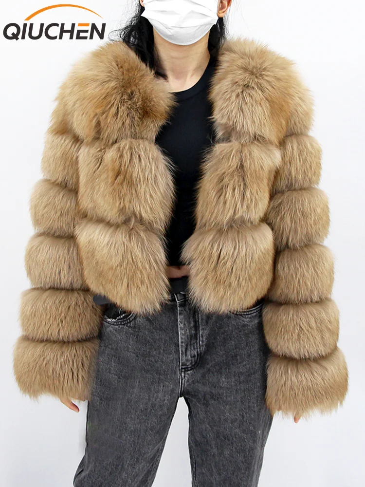 QIUCHEN PJ22068 2022, Новое поступление, женское пальто из натурального лисьего меха, зимняя куртка, высокое качество, быстрая доставка