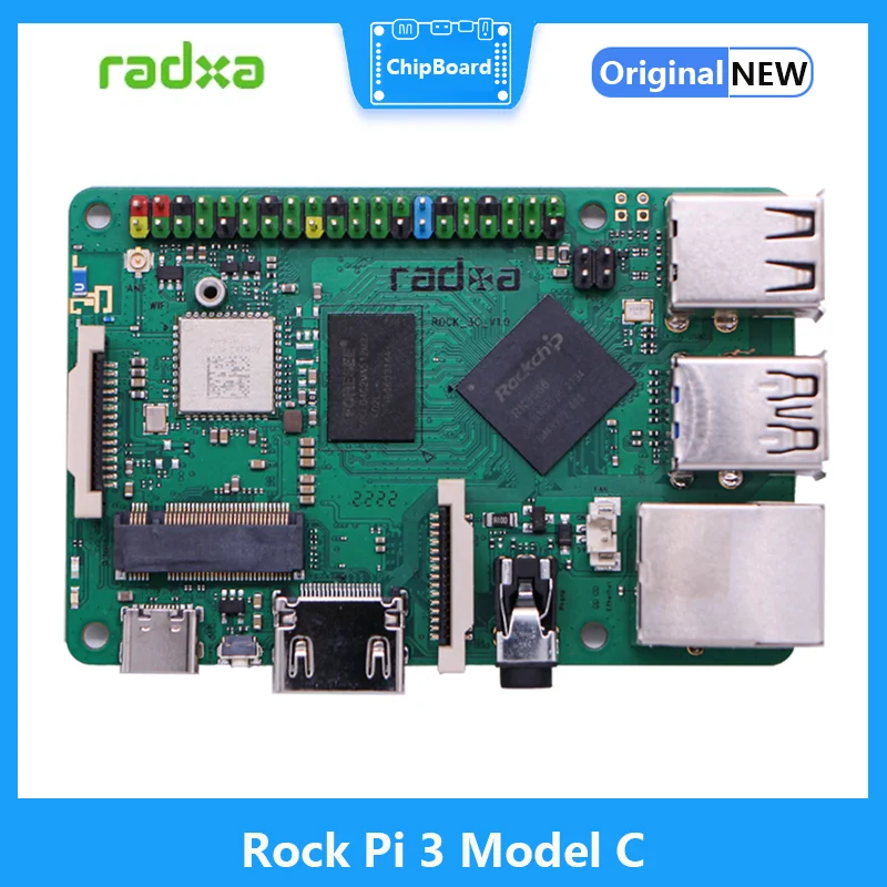 RADXA 3C Rock Pi 3 Model C RK3566 Четырехъядерная Плата разработки Cortex A55 32bit 3200 Мбит/с LPDDR4 Поддерживает 4K @ 60 HDM