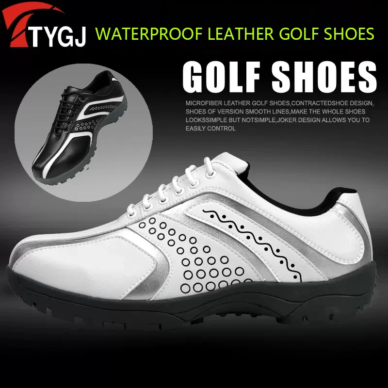 TTYGJ Обувь для гольфа Мужская Водонепроницаемая Кожаная Обувь для Гольфа для Мужчин, Носимые Противоскользящие Спортивные Кроссовки На шнуровке, Тренировочная обувь 39-44