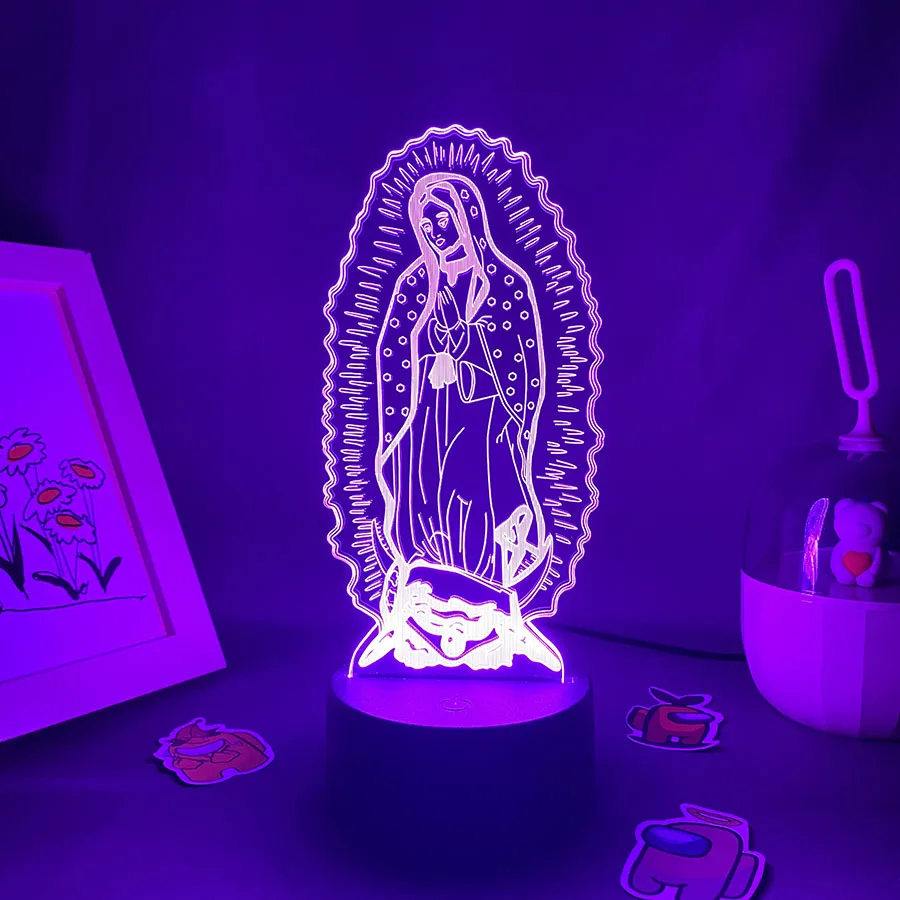 Virgin Mary 3D Светодиодные Неоновые ночные светильники, Креативный подарок для друзей, Милый ребенок, Украшение стола в спальне, Лавовые лампы Virgin Mary