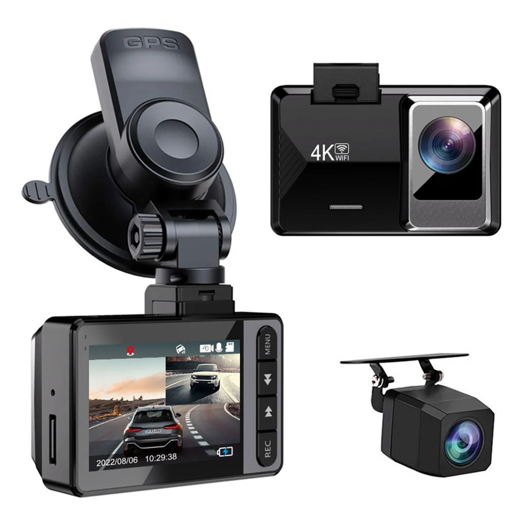 Автомобильный видеорегистратор с камерой 4K и 1080P, Видеомагнитофон, WIFI, GPS, Видеорегистратор, Автомобильный регистратор ночного видения для автомобиля