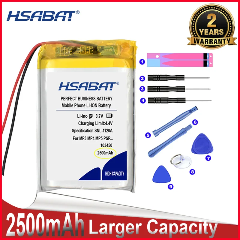 Аккумулятор HSABAT 0 Cycle 2500mAh 103450 для GPS-навигатора MP5 GPS Bluetooth-динамик, гарнитура, аккумулятор для замены электронной книги