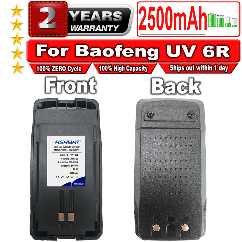 Аккумулятор HSABAT 2500 мАч для портативной рации Baofeng UV-6R BL-6R UV 6R
