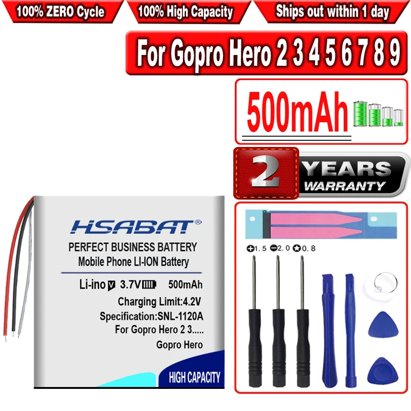 Аккумулятор HSABAT 500mAh для GoPro ARMTE-001, Hero 3, Hero 3 +, Hero 4, HERO3, HERO4, Wi-Fi Пульт дистанционного управления, ARMTE-002