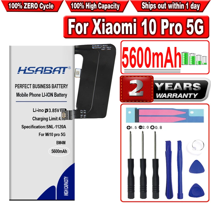 Аккумулятор HSABAT 5600mAh BM4N BM4M для Xiaomi 10 Mi10 pro M10 Mi10pro