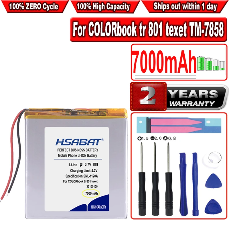 Аккумулятор HSABAT 7000mAh 32100100 для COLORbook tr 801 texet TM-7858 lrbis TZ 82 7 дюймов 8 дюймов 9 дюймов 33100100