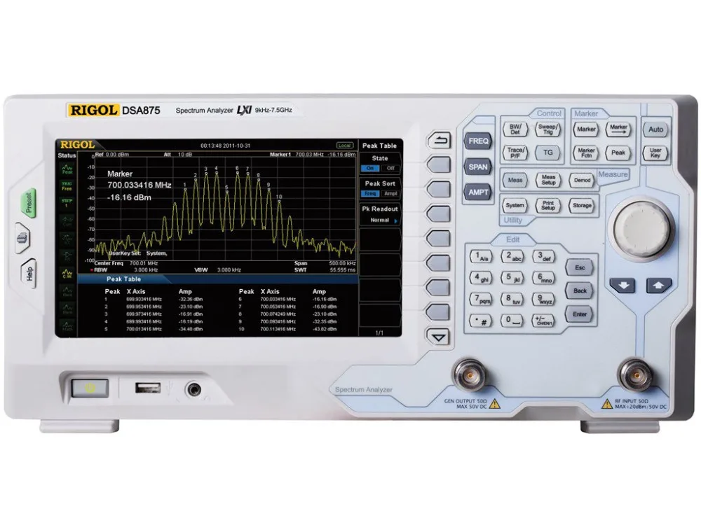 Анализатор спектра Rigol DSA875-TG, от 9 кГц до 7,5 ГГц