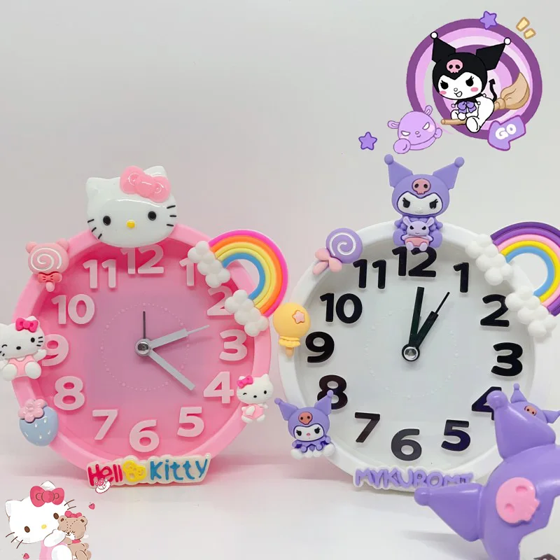 Аниме-будильник Kawaii Sanrio, Милый Помпончик, Hello Kitty, Бесшумный будильник, Украшение рабочего стола, Оригинальность, Подарки для детей