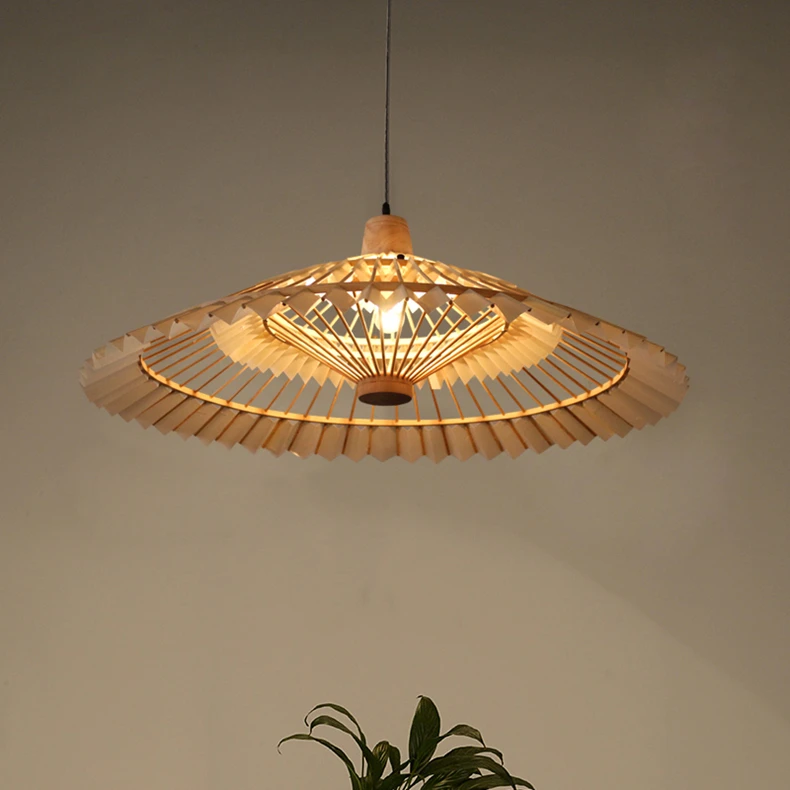 Бамбуковая лампа ручной работы, винтажная гостиная в азиатском стиле, подвесные светильники для домашнего декора, светильники для кафе
