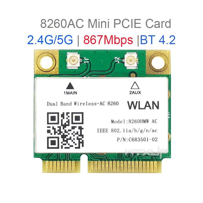 Беспроводной-AC 8260HMW Двухдиапазонный мини-ПК-E PCIe WIFI карта для Intel 8260AC 802.11ac 2x2 WiFi + Bluetooth BT4.2