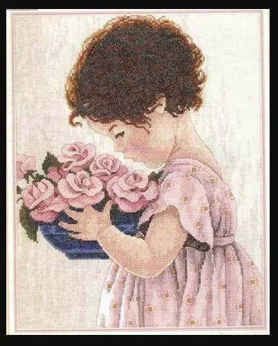 Букет роз Милая Девушка Посчитала Наборы для вышивания крестиком Швейный набор 16-каратный Белый холст Вышивка иглой ручной работы Home Decor