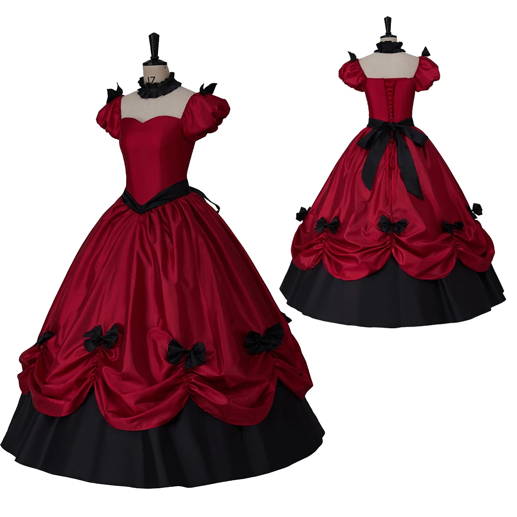 (В наличии) Платье гражданской войны в Викторианской эпохе 1860-х годов, Красное платье принцессы в стиле викторианского рококо, платье принцессы Эдвардианской эпохи, костюм на Хэллоуин