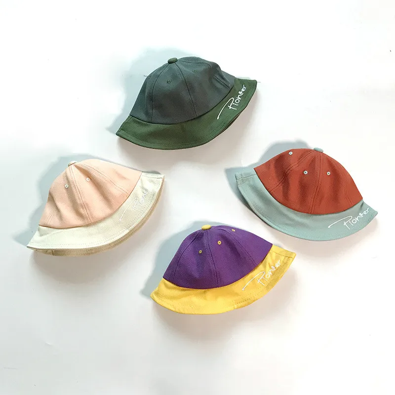 Весенняя мода для маленьких мальчиков и девочек, универсальные шляпы-ведра с вышивкой буквами, от 0 до 4 лет, милые детские рыболовные шляпы-кепки