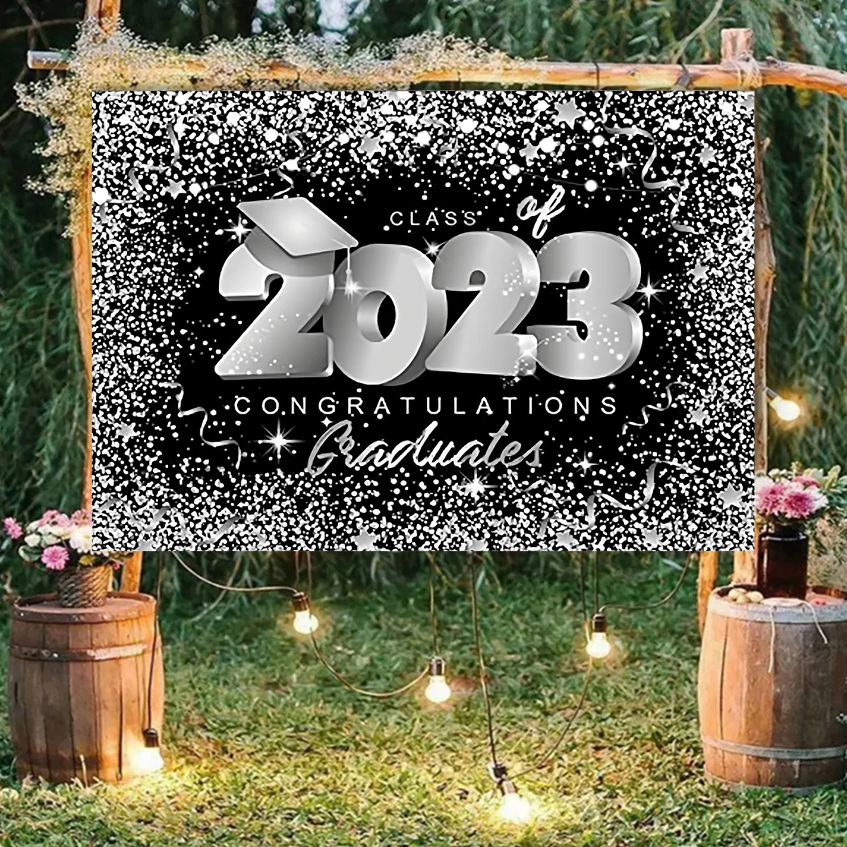 Выпускной класс 2023 года Тема прощальной вечеринки выпускников Фон баннера Декорации церемонии Фотографирование Золотого Пятна