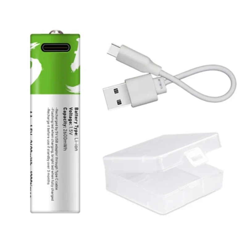 Высокая емкость 1.5 В AA 2600 МВтч USB перезаряжаемая литий-ионная батарея для мыши с дистанционным управлением маленький вентилятор Электрическая игрушечная батарея + Кабель