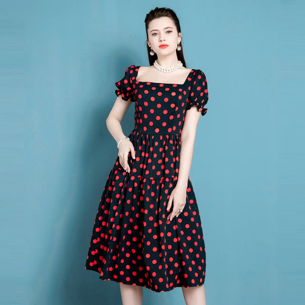 Высококачественное Ретро-платье Женское Летнее Новое Французское Женское Модное Темпераментное Волнообразное платье