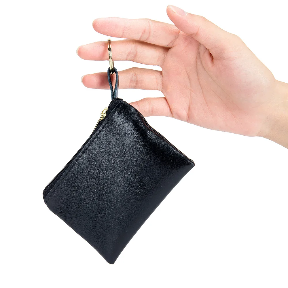 Высококачественный мини-кошелек, женский кошелек для монет, тонкий мужской кошелек из мягкой натуральной кожи, держатель для ключей, кошелек для мелочи, Женская сумка для губной помады на молнии